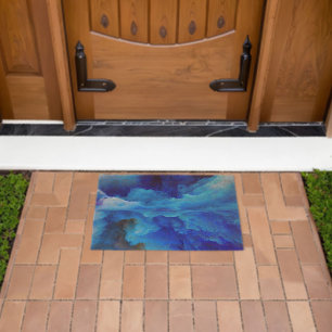 SlipperyJoe's abstract cloud artwork colorful surr Fiber Doormat