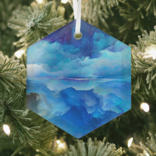 SlipperyJoe's abstract cloud artwork colorful surr Glass Ornament