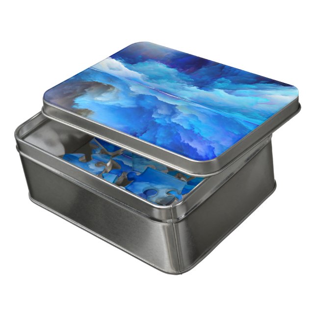 SlipperyJoe's abstract cloud artwork colorful surr Jigsaw Puzzle (Lid Open)
