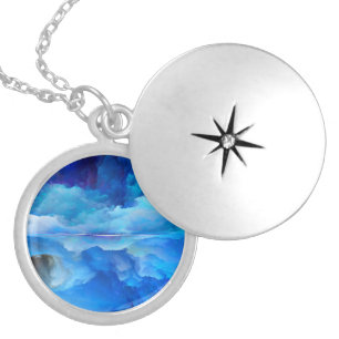 SlipperyJoe's abstract cloud artwork colorful surr Locket Necklace