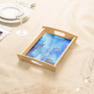 SlipperyJoe's abstract cloud artwork colorful surr Serving Tray