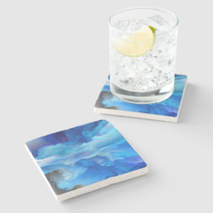 SlipperyJoe's abstract cloud artwork colorful surr Stone Coaster