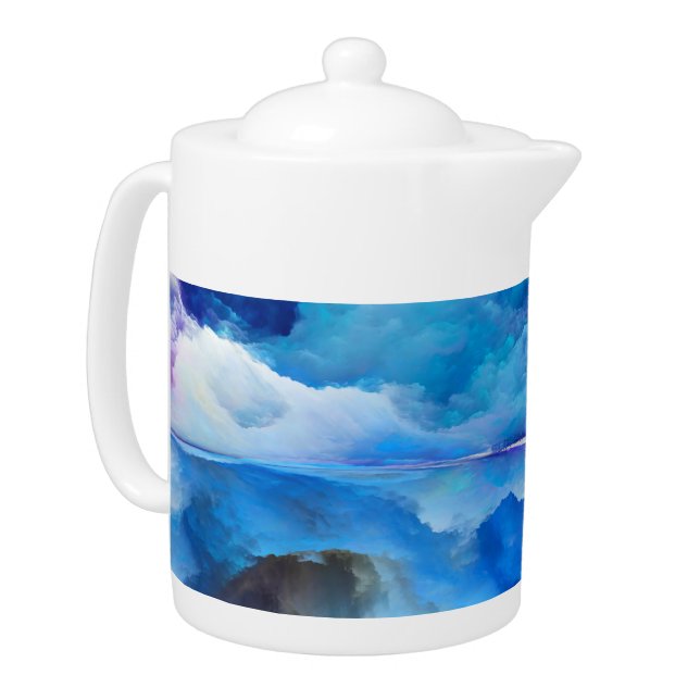 SlipperyJoe's abstract cloud artwork colorful surr Teapot (Left)