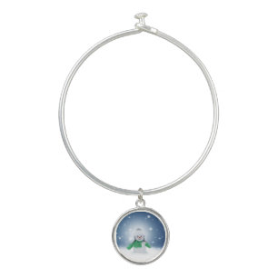 SlipperyJoe's adorable Christmas snowman character Bangle Bracelet