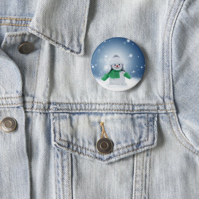 SlipperyJoe's adorable Christmas snowman character Button (In Situ)
