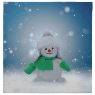 SlipperyJoe's adorable Christmas snowman character Cloth Napkin