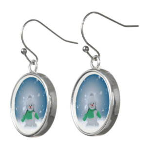 SlipperyJoe's adorable Christmas snowman character Earrings