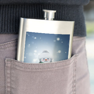 SlipperyJoe's adorable Christmas snowman character Flask