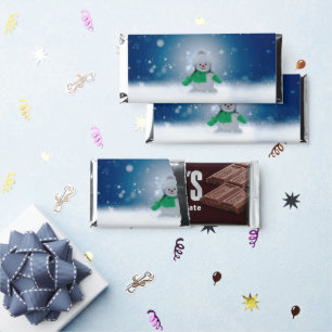 SlipperyJoe's adorable Christmas snowman character Hershey Bar Favors