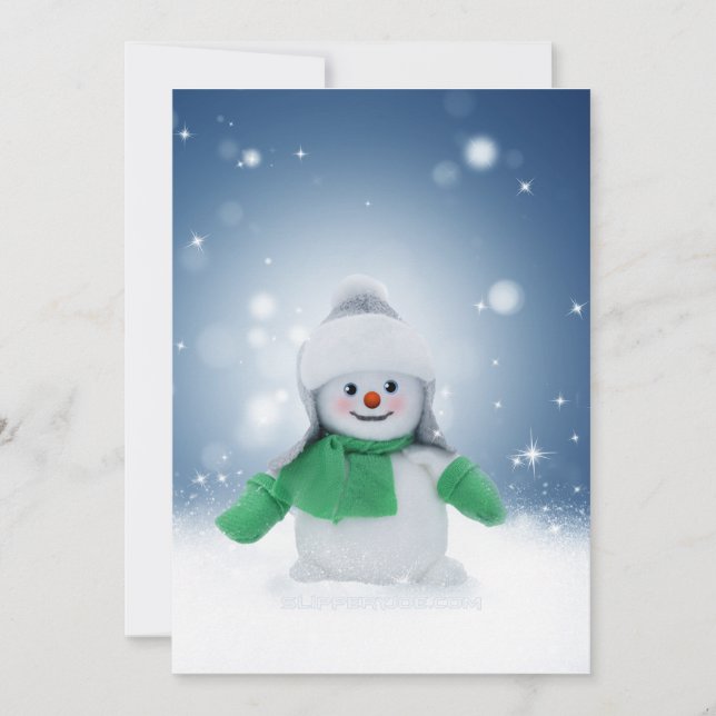 SlipperyJoe's adorable Christmas snowman character Holiday Card (Front)
