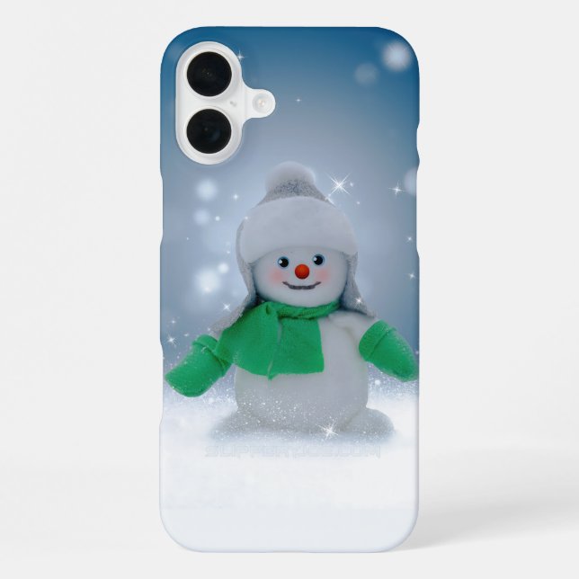 SlipperyJoe's adorable Christmas snowman character iPhone Case (Back)