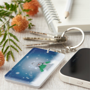SlipperyJoe's adorable Christmas snowman character Keychain