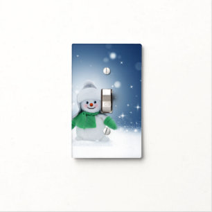 SlipperyJoe's adorable Christmas snowman character Light Switch Cover