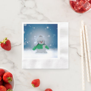 SlipperyJoe's adorable Christmas snowman character Napkins