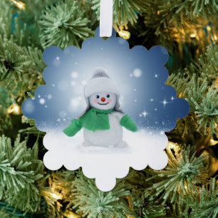 SlipperyJoe's adorable Christmas snowman character Ornament Card