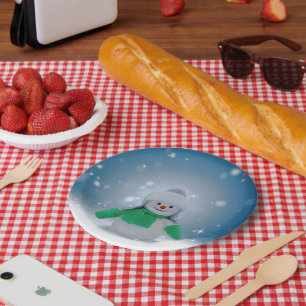 SlipperyJoe's adorable Christmas snowman character Paper Plates