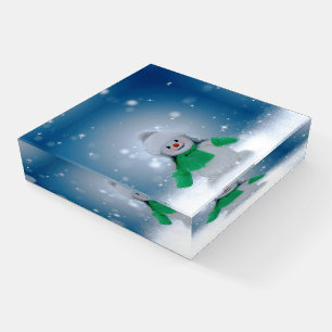 SlipperyJoe's adorable Christmas snowman character Paperweight