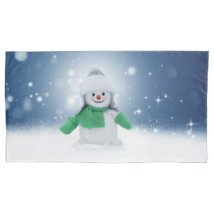 SlipperyJoe's adorable Christmas snowman character Pillow Case