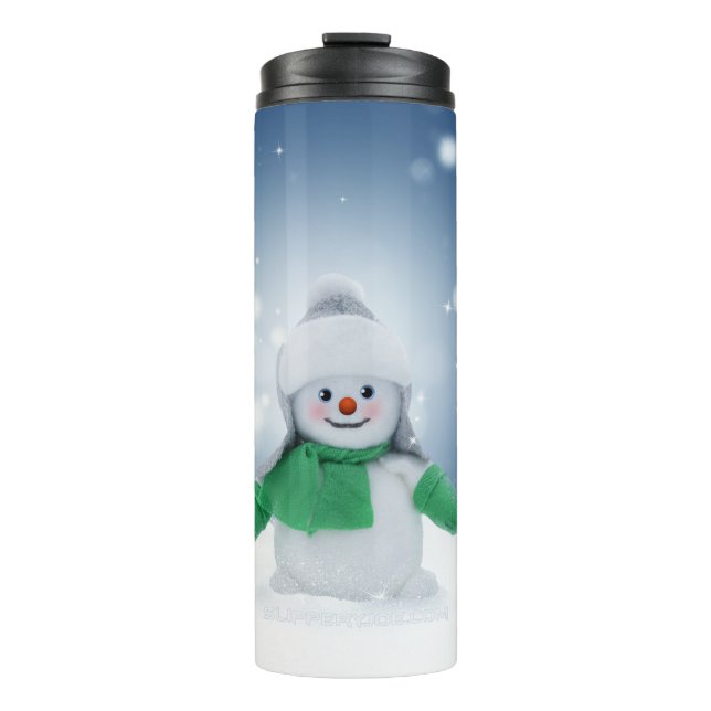 SlipperyJoe's adorable Christmas snowman character Thermal Tumbler (Front)