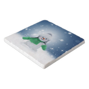 SlipperyJoe's adorable Christmas snowman character Trivet