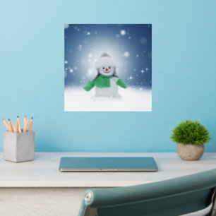SlipperyJoe's adorable Christmas snowman character Wall Decal