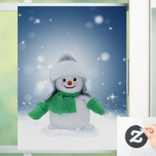 SlipperyJoe's adorable Christmas snowman character Window Cling