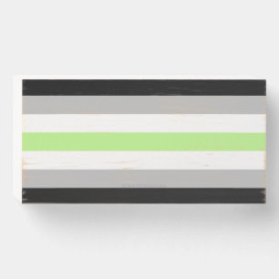 SlipperyJoe's Agender Pride Flag gay gifts LGBTQIA Wooden Box Sign