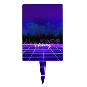SlipperyJoe's all kinds wrong bold 3D text retro 1 Cake Topper