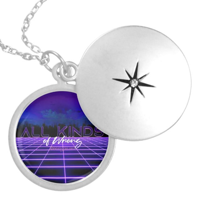 SlipperyJoe's all kinds wrong bold 3D text retro 1 Locket Necklace (Front)