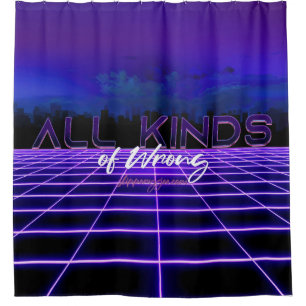 SlipperyJoe's all kinds wrong bold 3D text retro 1 Shower Curtain