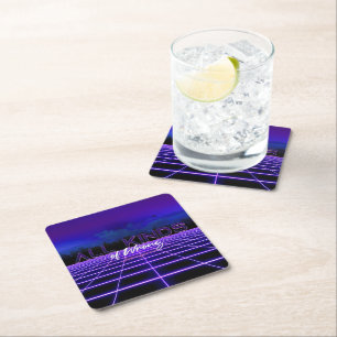 SlipperyJoe's all kinds wrong bold 3D text retro 1 Square Paper Coaster
