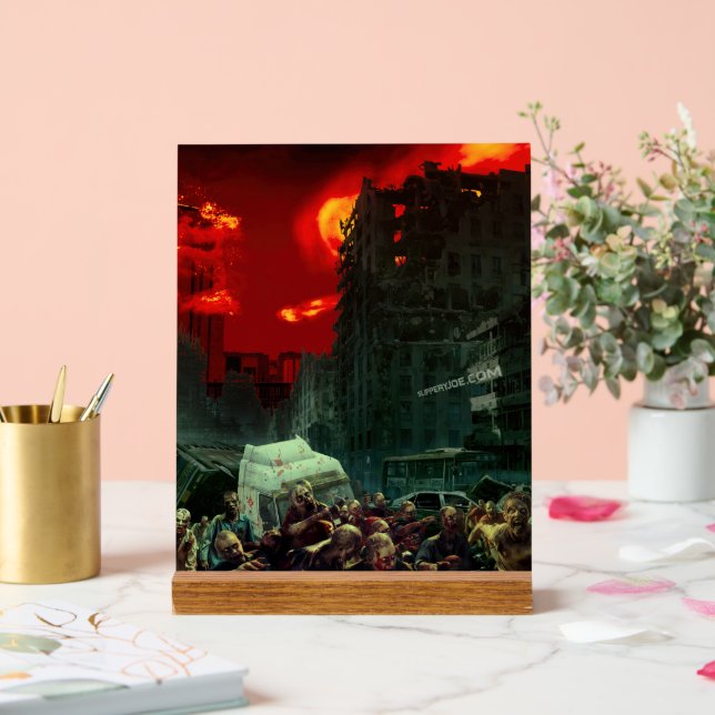SlipperyJoe's apocalyptic Halloween scene large gr Acrylic Sign (Wedding)