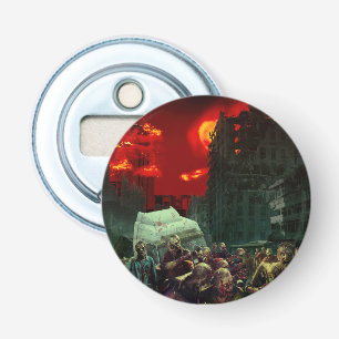 SlipperyJoe's apocalyptic Halloween scene large gr Bottle Opener