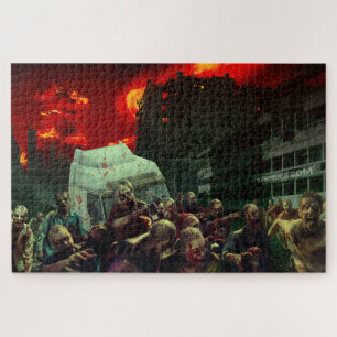 SlipperyJoe's apocalyptic Halloween scene large gr Jigsaw Puzzle