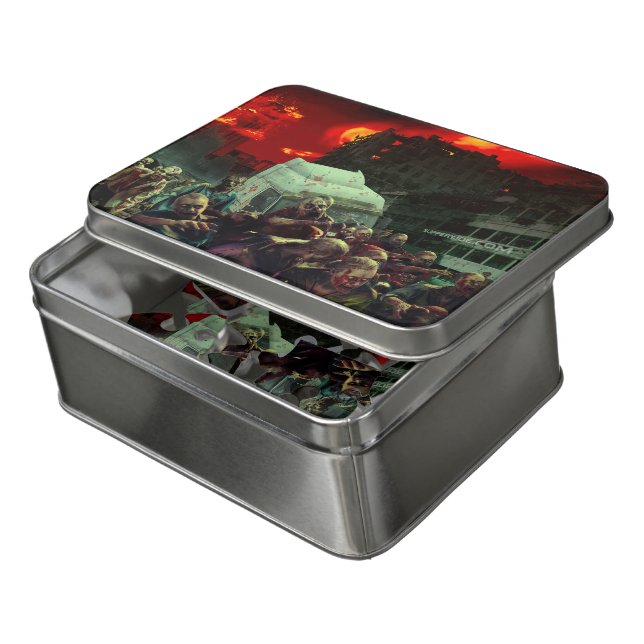 SlipperyJoe's apocalyptic Halloween scene large gr Jigsaw Puzzle (Lid Open)