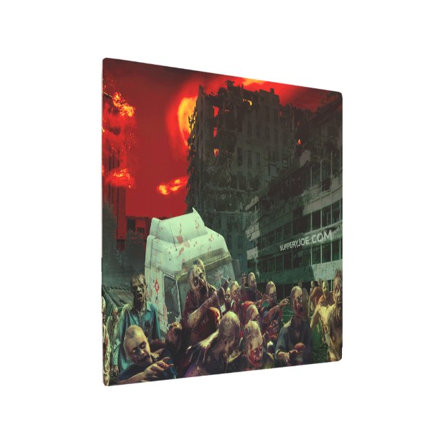 SlipperyJoe's apocalyptic Halloween scene large gr Metal Print (Angled)