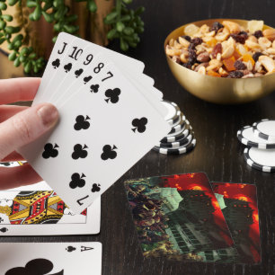 SlipperyJoe's apocalyptic Halloween scene large gr Poker Cards