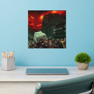 SlipperyJoe's apocalyptic Halloween scene large gr Wall Decal