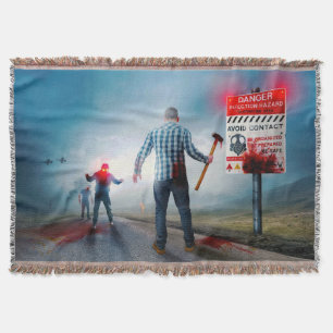 SlipperyJoe's apocalyptic infection hazard Hallowe Throw Blanket