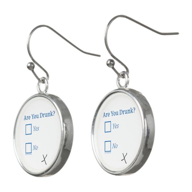 SlipperyJoe's Are You Drunk hammered check boxes c Earrings (Angled)