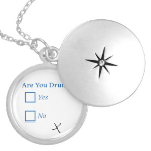 SlipperyJoe's Are You Drunk hammered check boxes c Locket Necklace