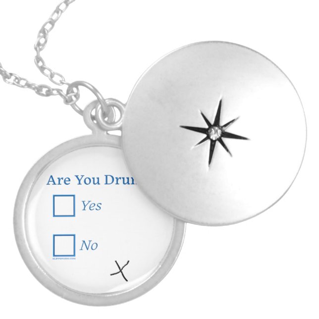 SlipperyJoe's Are You Drunk hammered check boxes c Locket Necklace (Front)