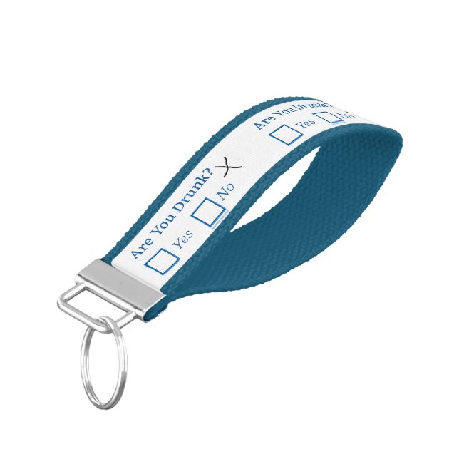 SlipperyJoe's Are You Drunk hammered check boxes c Wrist Keychain (Angled Down)
