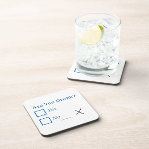 SlipperyJoe's are you drunk humorous slightly sarc Beverage Coaster