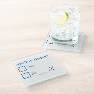 SlipperyJoe's are you drunk humorous slightly sarc Glass Coaster