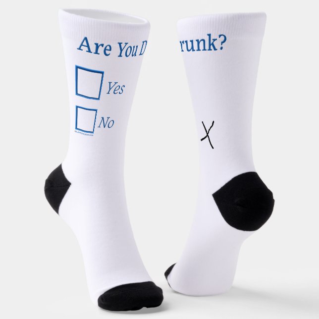 SlipperyJoe's are you drunk humorous slightly sarc Socks (Angled)