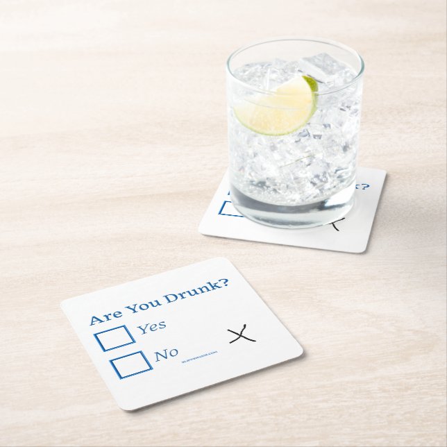 SlipperyJoe's are you drunk humorous slightly sarc Square Paper Coaster (Insitu)