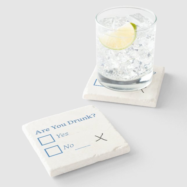 SlipperyJoe's are you drunk humorous slightly sarc Stone Coaster (Side)