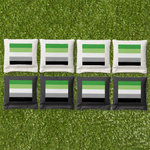 SlipperyJoe's Aromantic Pride Flag gay gifts LGBTQ Cornhole Bags
