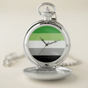 SlipperyJoe's Aromantic Pride Flag gay gifts LGBTQ Pocket Watch